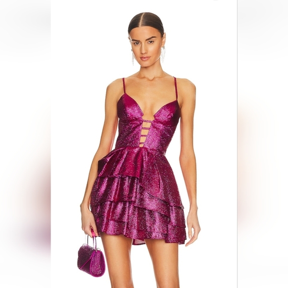 Katie May Elise Dress in Electric Pink & Mauve Size Small - Picture 1 of 14